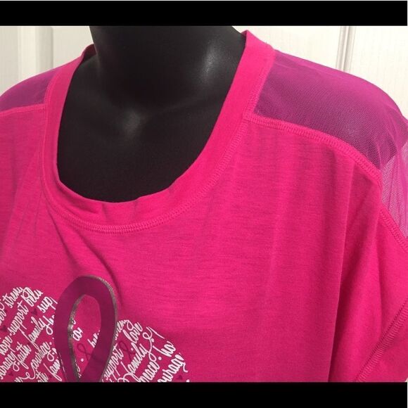 Breast Cancer Awareness Sheer Shoulder Top NEW - Picture 11 of 14